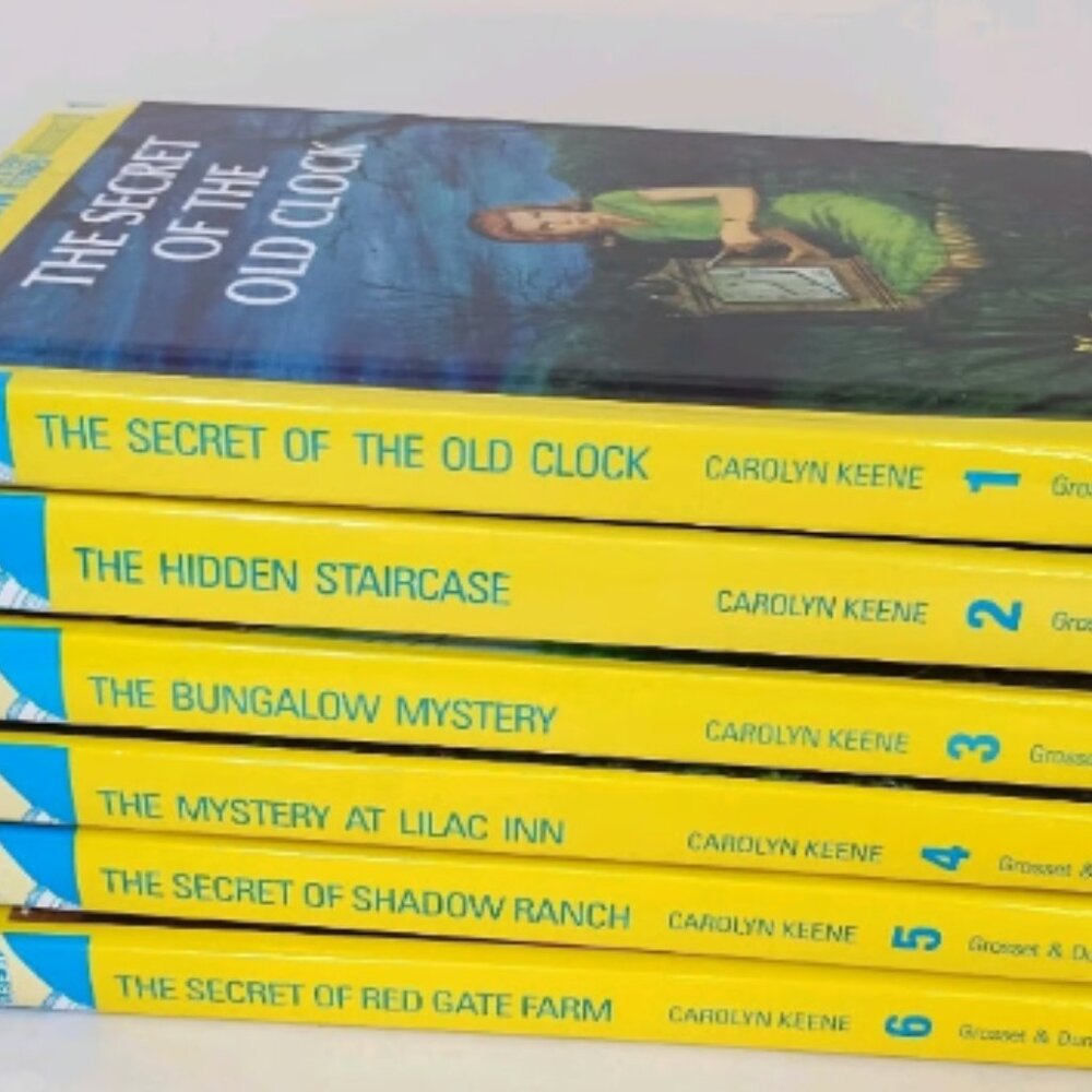 Vintage Nancy Drew Lot of 6 Books Glossy Yellow Hardcover